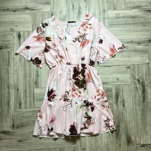 Boohoo PLUS TIERED FLORAL CREPE SMOCK DRESS Blush US 18